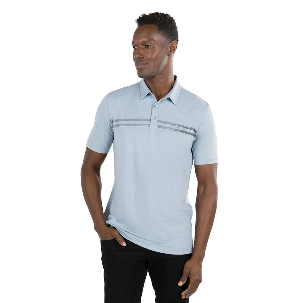 TravisMathew Desert Drive Faded Denim Mens Golf Polo 1 TravisMathew Desert Drive Faded Denim Mens Golf Polo